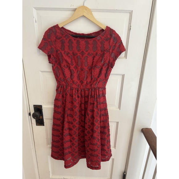 Antropologie Moulinette Soeurs Rubied Lace Rouge Red Dress Knee Length Size 0 - Picture 2 of 9